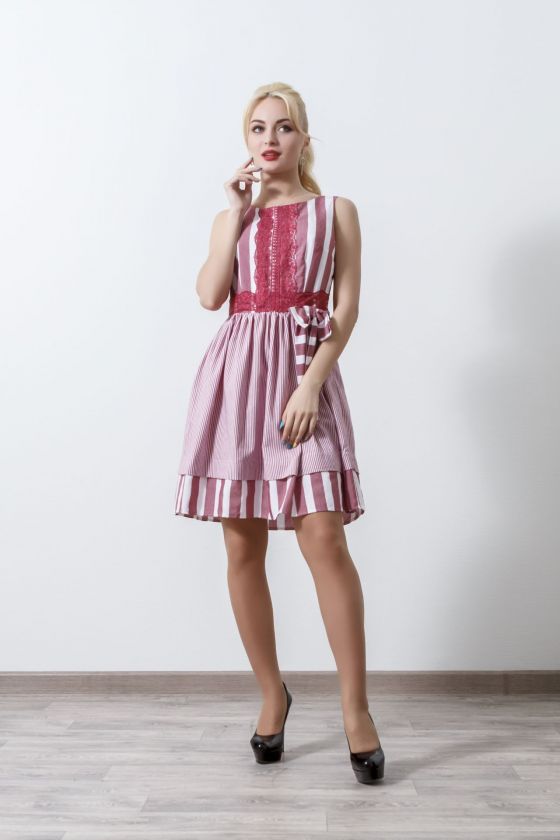 Платье Emansipe. Цвет розовый цвет/белая полоска