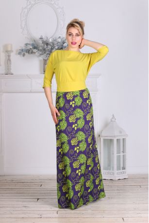 Платье Emansipe. Цвет олива/баклажан зеленые цветы