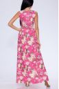 Платье 384 "Джинса цветная", розовый/крупные розы. Вид 1.