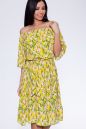 Платье 432 "Шифон", желтый/тюльпаны. Вид 1.