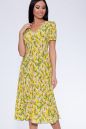 Платье 443 "Шифон", желтый/тюльпаны. Вид 1.