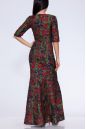Платье 900 "Жаккард", коричневый фон/красные цветы. Вид 2.